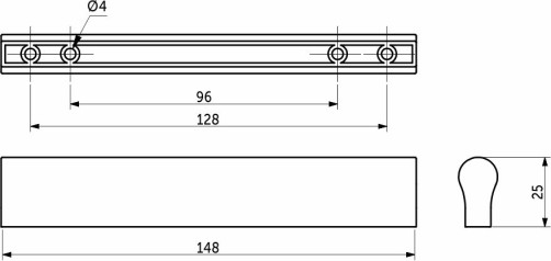 The handle is meb. the bracket is plastic. S-24 96/128 metallic without self-tapping screws