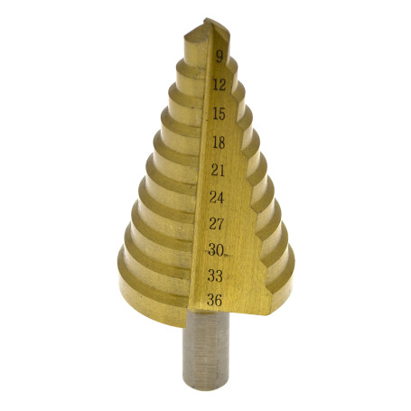 Сверло ступенчатое 9-36мм, HSS, шаг 3мм, ЧЕГЛОК (20/60)