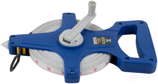 Geodetic tape measure, open case, fiberglass tape 50 m