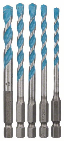 Set of 5 universal HEX-9 Multi Construction drills 4; 5; 6; 6; 8 mm
