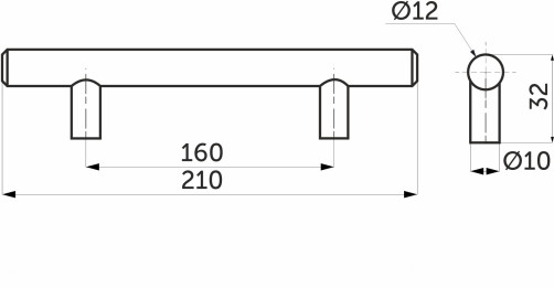 Metal lifting handle 160/210 steel matt black AKS
