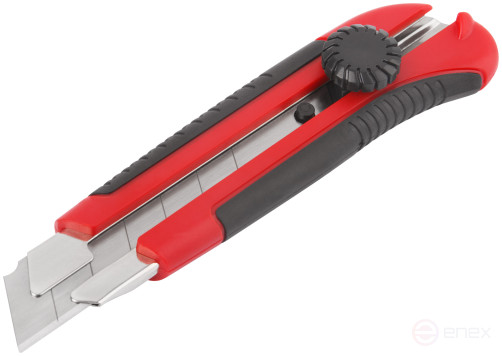 Нож технический "Крафт" 25 мм усиленный, прорезиненный, вращ.прижим, магнит