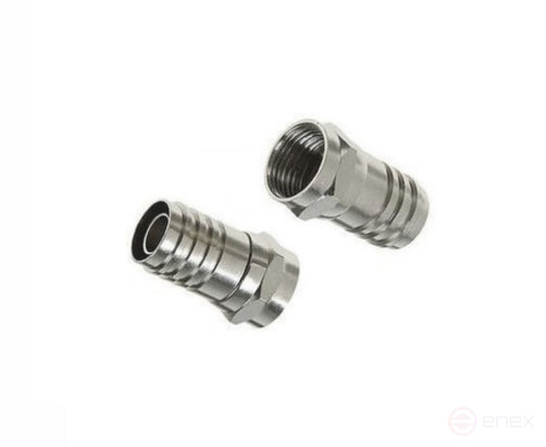 Разъем штекер F на кабель RG-6, SAT-50, SAT-703 под обжим RIPO Standart латунь, никель(упк.10шт.)