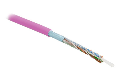 FUTP4-C5E-S24-IN-PVC-PK-305 (305 m) Twisted pair cable, shielded F/UTP, category 5e, 4 pairs (24 AWG), single core (solid), foil shield, PVC, -20°C – +75°C, pink - warranty: 15 years component, 25 years system
