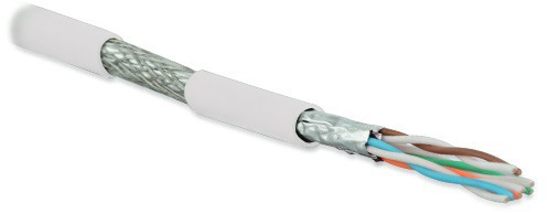 SFTP4-C6A-S23-IN-LSZH-WH-500 (500 m) Twisted pair cable, shielded (S/FTP), category 6a, 4 pairs (23 AWG), single-core (solid), each pair in foil, common shield - copper braid, for internal laying, ng(A)–HF, -20°C - +60°C, white