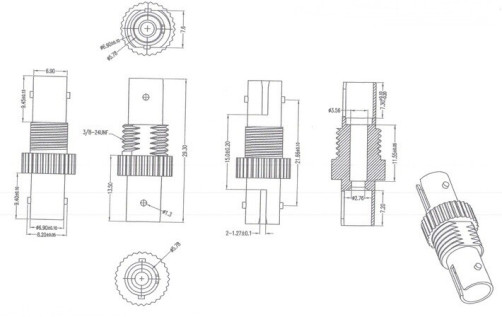 FA-S00Z-ST/ST-N/BK-SL Оптический проходной адаптер ST-ST, SM/MM, simplex, корпус металл, черные колпачки