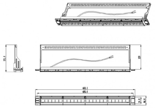 PPBL6-19-24- RM Modular patch panel 19", 24 ports, 4 removable panels of 6 modules, 1U, for unshielded modules, with rear cable organizer (without modules)