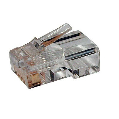 PLUG-8P8C-U-C3-100 RJ-45(8P8C) twisted pair connector, category 3 (6 µ"/ 6 micro-inches), universal (for single-core and multi-core cable) (100 pcs)