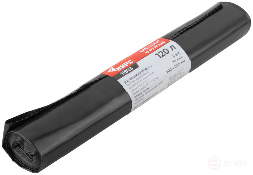 Bags for construction debris, durable LDPE, 120 l, 700x1100 mm, 70 microns thick, 5 pcs.