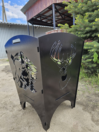 Outdoor carved urn "Hunting"