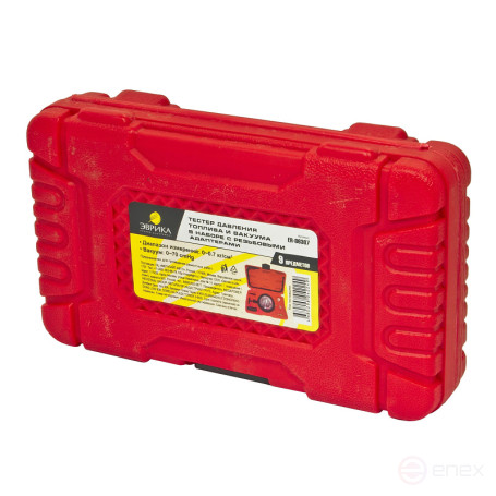 Тестер давления топлива и вакуума ER-86307 в наборе с резьбовыми адаптерами 9пр., в кейсе ЭВРИКА /1/20