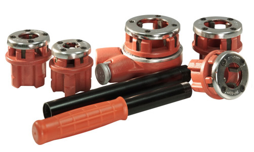 A set of pipe clamps 3/8"-1/2"-3/4"-1"- 1 1/4" with an adapter