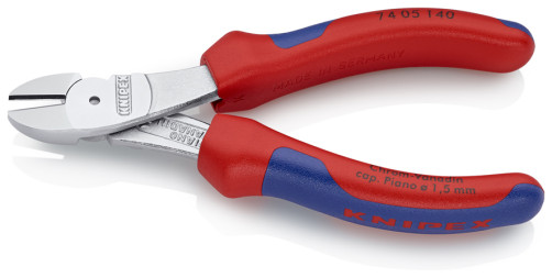 The side cutters are special. powerful, cut: provol. cf. Ø 3.1 mm, solid. Ø 2 mm, royal. string Ø 1.5 mm, L-140 mm, chrome, 2-K handles