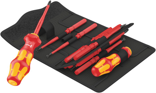 Kraftform Kompakt Turbo i 1 VDE Set of dielectric screwdrivers with two handle holders, 16 items