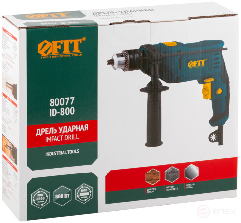 Impact drill 800 W; 0-3000 rpm; KlP 13 mm; 1.85 kg; cut. tilt; box