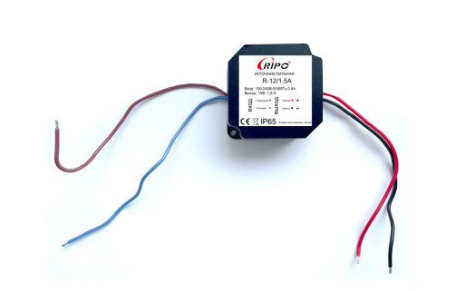 Блок питания пылевлагозащищенный компактый 12В, 1,5А, ст защиты IP65. Вх.напр.сети 100-240V, 50-60Гц