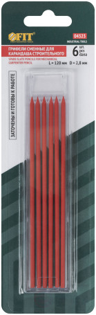 Replaceable pencils for construction pencil, red, 6 pcs.
