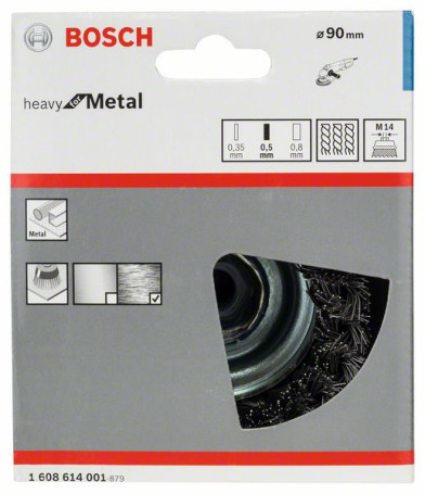 Cup brush with bundles of steel wire, 90 mm 90 mm, 0.5 mm, M14