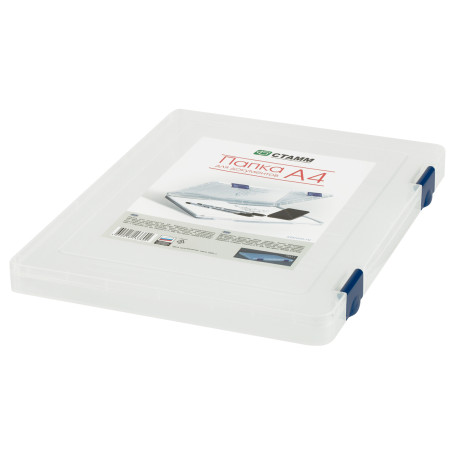 Document folder STAMM A4, 230*305*23mm, plastic, transparent, blue latches