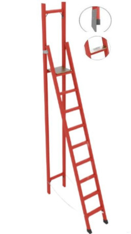 SVD-2.3TSHM with vertical support dielectric fiberglass stepladder, Telecom, wide steps, metal ends (Soft ground), h=3350mm, h of the working platform=2250mm, steps.9