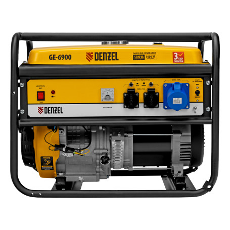 Gasoline generator GE 6900, 5.5 kW, 220 V/50 Hz, 25 l, manual start Denzel