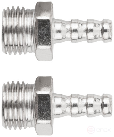 Herringbone adapter connectors 6 mm - 1/4" external thread, 2 pcs.