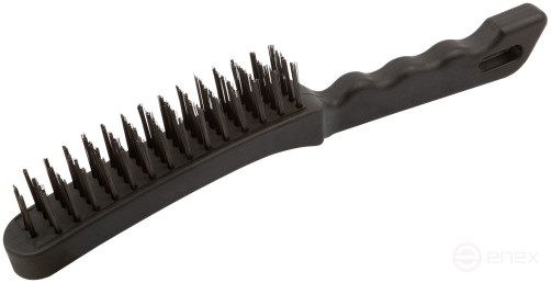 Steel brush, black plastic handle, 275 mm, 4-row