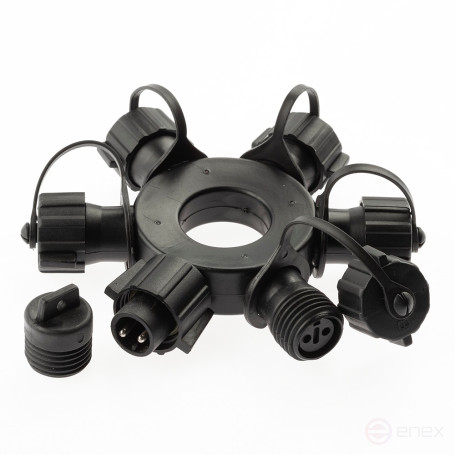 ERA ERAPS-OR Splitter for IP65 Garlands Circular 6 Sockets Black