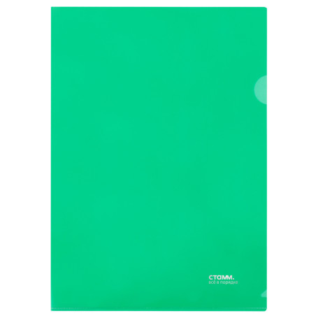 Folder-corner STAMM A4, 180mkm, plastic, transparent, green