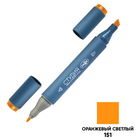 Double-sided marker for sketching Gamma "Studio", orange light, triangular body, bullet-shaped / wedge-shaped. tips