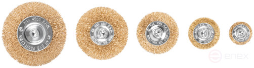 Набор щеток для дрели, 5 шт. ("Плоские" 25,38,50,65,75 мм, латун. витая проволока, блистер, CUTOP Profi)