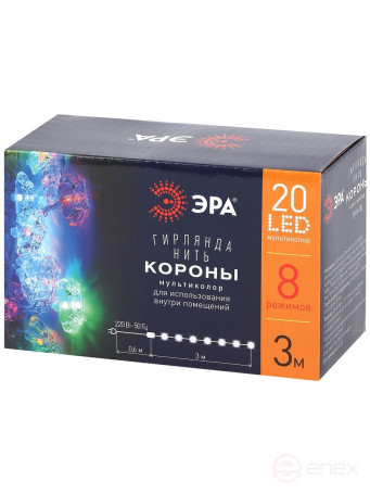ENIN-3K ERA Garland LED Crown Thread 3M Multicolor, 220V, IP20