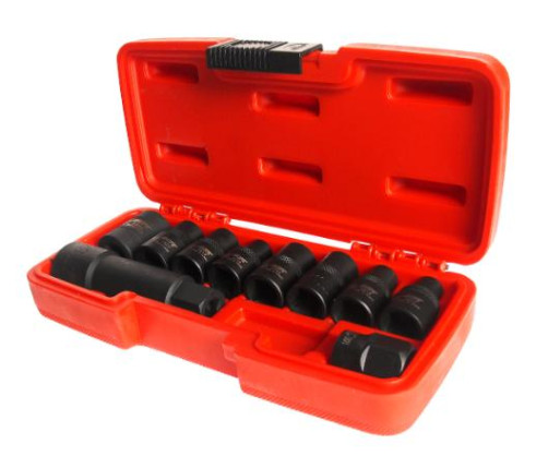 Set of special 1/2",3/8" 5-sided and RIBE 10-piece heads in a JTC case