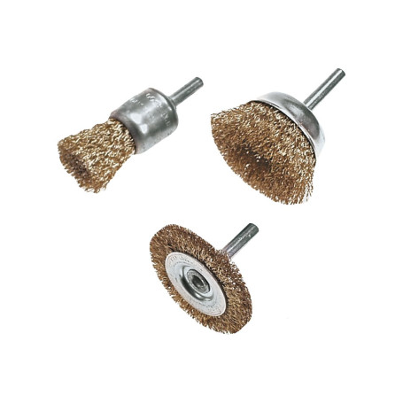 Set of wire brushes, 3 pcs, shank