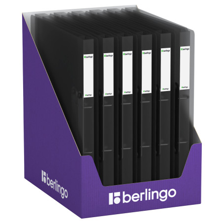 Folder on 2 Berlingo "No Secret" rings, 24 mm, 700 microns, translucent black, D-rings, with inner pocket