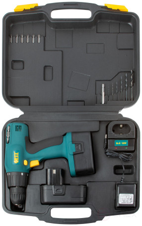 Drill-Screwdriver acc. 14.4 V; 0-550 rpm; 10.5 Nm; 2 (Ni-Cd) 1.2 Ah; 3-5 h.; res. tilt; case