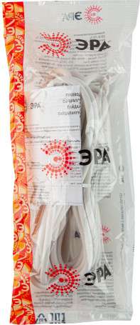 Шнур сетевой с вилкой ЭРА UX-3x0,75-5m-W с заземлением 5м ПВС 3x0,75мм2 белый