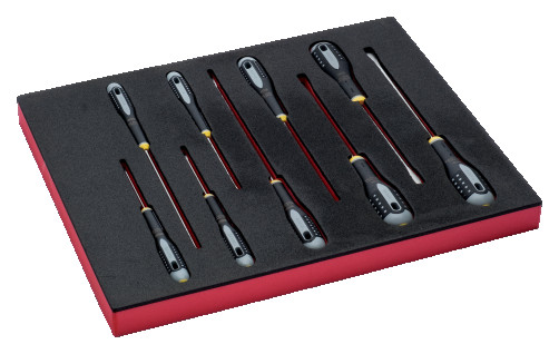 Fit&Go Set of slotted screwdrivers in a bed, 9 pcs