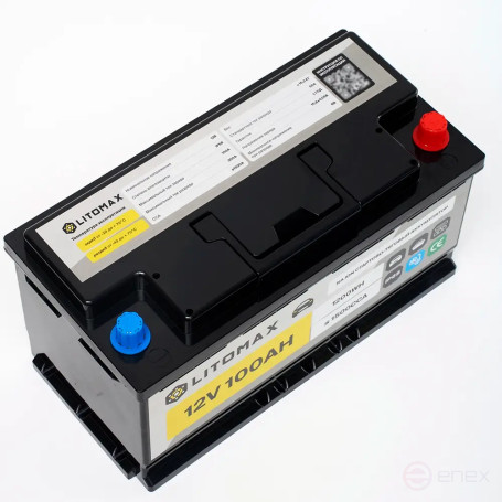 Натриевый стартово - тяговый аккумулятор LITOMAX Na+12V 100Ah 1500CCA IP68 R+