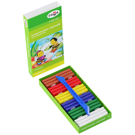 Soft wax plasticine Gamma "Bee", 06 colors, 90g, with stack, cardboard. packaging