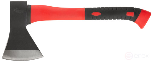The axe is forged steel, reinforced fiberglass handle 800 gr.