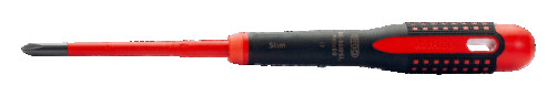 Insulated screwdriver with ERGO handle for Phillips PH2x100 mm screws, with a thin rod