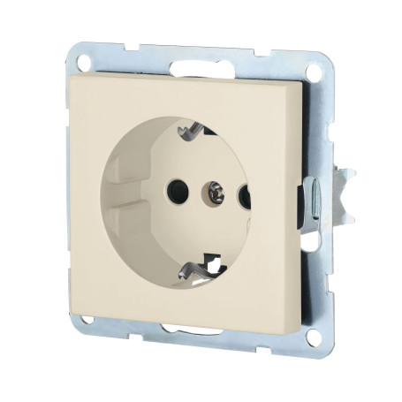 Розетка с з/к, со шторками (бежевый матовый) LK80