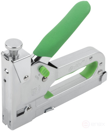 5-in-1 stapler for wide staples "type 140", "type 53F", "type 28", "type 300", "type 500", 4-14 mm, impact force adjustment, built-in lock