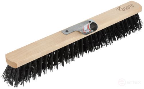 Щетка уличная деревянная, жесткая щетина, металлическая тулейка под углом, 5-ти рядная, 500 мм