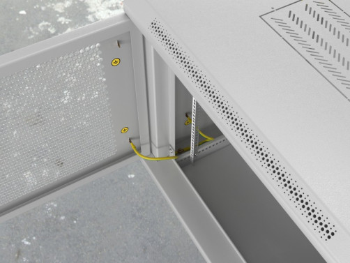 TWL-1266-SD-RAL7035 Wall cabinet 19-inch (19"), 12U, 650x600x600mm, metal perforated door, non-removable walls, 1 pair of profiles, color gray (RAL 7035) (assembled)