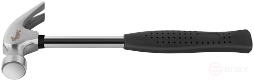 Молоток-гвоздодер, металлическая ручка, резиновая рукоятка 27 мм, 340 гр.