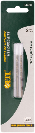 Metal drills HSS with the addition of cobalt 5% of the Pros in blister 3.0 mm ( 2 PCs.)