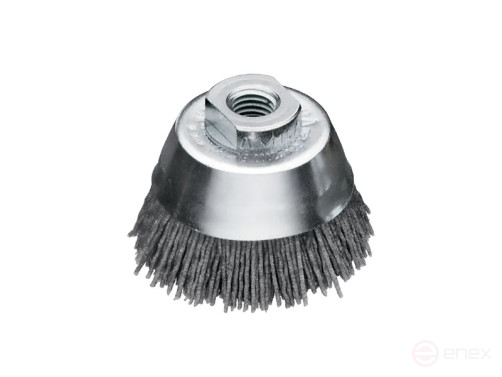 Corrugated cup brush, D65 mm, M14 fit, nylon abrasive SIC K 80/1,2 mm