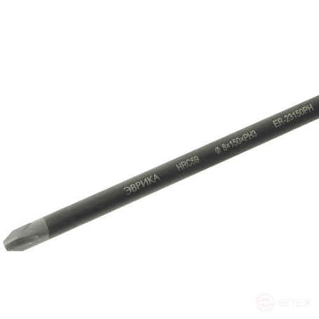 Отвертка крестовая PH3х150мм Ø8мм магнитная, стержень S2, с держателем HRC≥59 ER-23150PH ЭВРИКА /1/12/144 NEW